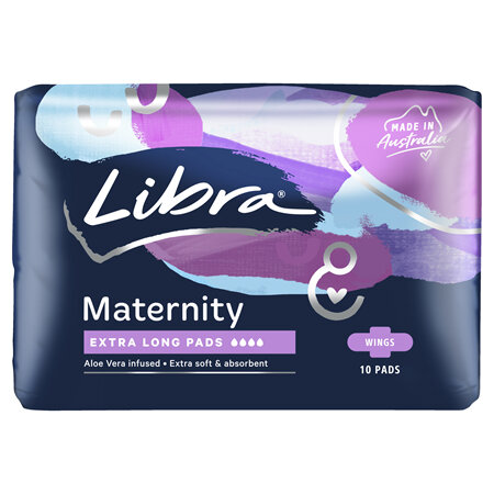 Libra Pads, Maternity Extra Long with Wings, 10 Pack