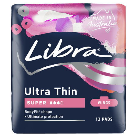 Libra Pads, Ultra Thin Super with Wings, 12 Pack