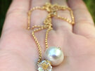 Lila pearl necklace cream flower wedding bride silver gold lilygriffin nz