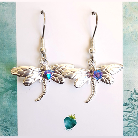 LILA - Silver & Purple Dragonfly Earrings