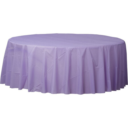 Lilac round plastic tablecover