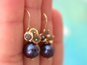 Liliana gold lily pad black opals peacock pearls earrings lilygriffin nz jewelry