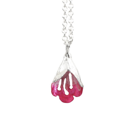 lily griffin nz puriri hot pink flower sterling silver native necklace pendant