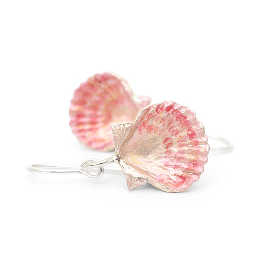 lilygriffin fanshell shells pink beach summer sterling silver earrings ocean