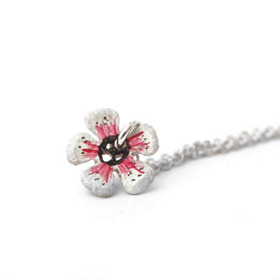 lilygriffin jewellery nz manuka flower white pink necklace pendant handmade