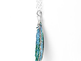 lilygriffin jewellery tui feather blue green silver bird nature necklace