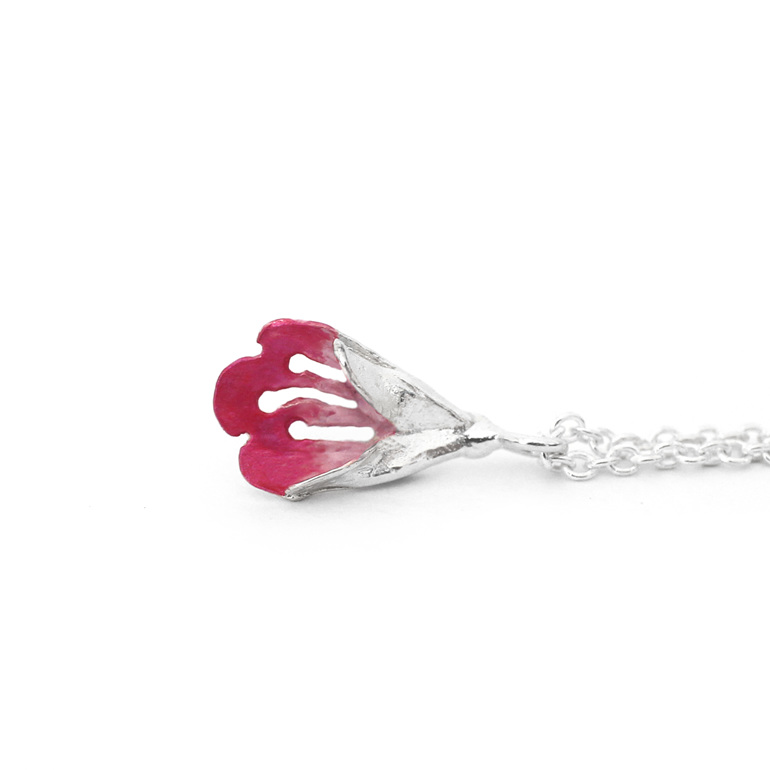 lilygriffin nz puriri hot pink flower sterling silver nature necklace pendant