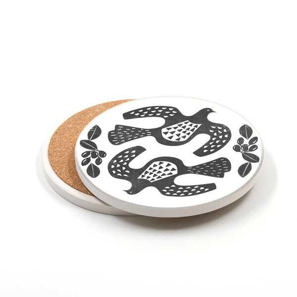Linocut Kereru Ceramic Coaster
