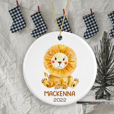 Lion Personalised Ceramic Christmas Ornament