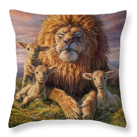 Lions with the Lambs Cushion Cover