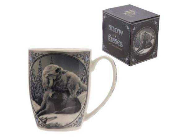 Lisa Parker Snow Kisses Wolf Design Porcelain Mug