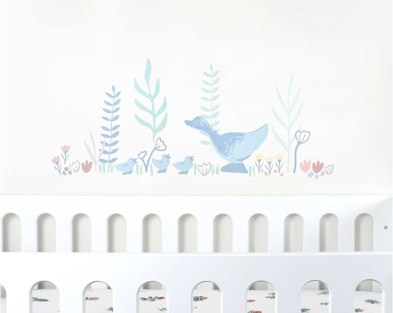 Little duck wall decal for baby room with cot