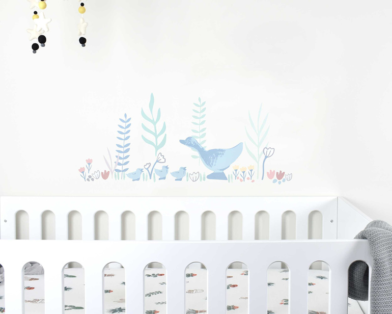 Little ducks wall decal baby room wall stickers with cot