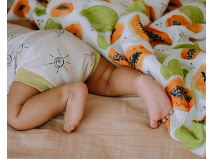 little unicorn cotton muslin swaddle papaya baby bed sleep