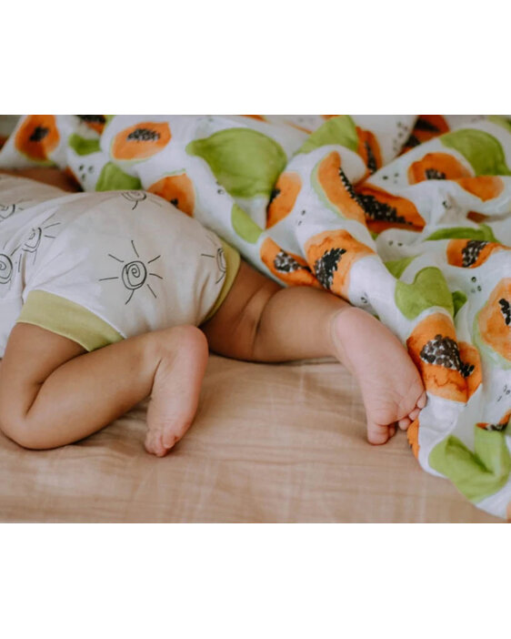 little unicorn cotton muslin swaddle papaya baby bed sleep