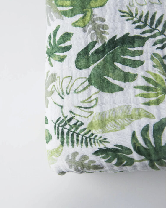 Little Unicorn Original Cotton Muslin Quilt - Tropical Leaf baby blanket