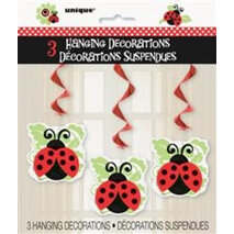 Lively Ladybugs Hanging Swirl Decorations x 3
