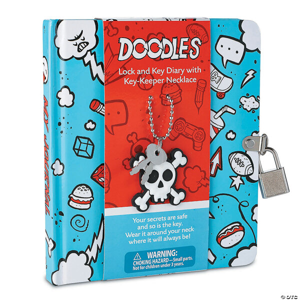 Lock and Key Doodles Diary with Key-Keeper Necklace