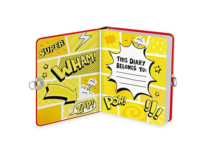 Lockable Diary: Superhero padlock key book comic journal