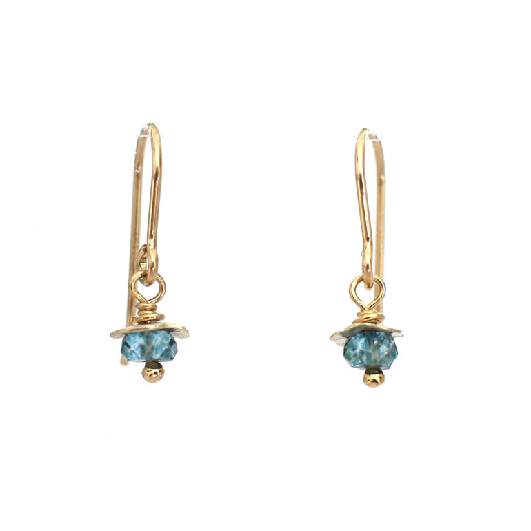 London Blue Topaz Rosehips solid 9k gold earrings november birthstone nz