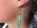 Long green Aventurine semi precious stone earrings