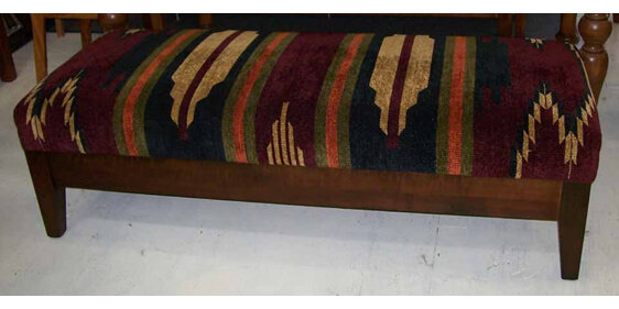 Long Ottoman made of chenille rug and timber frame