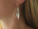 long stem flower leaf dangle  silver statement earrings toitoi lilygriffin nz