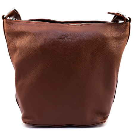 Lotus Leather Shoulder Bag - Cognac