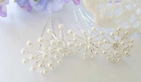 Lovely Multiple Pearl Wedding Hair Pins (pack of 5)