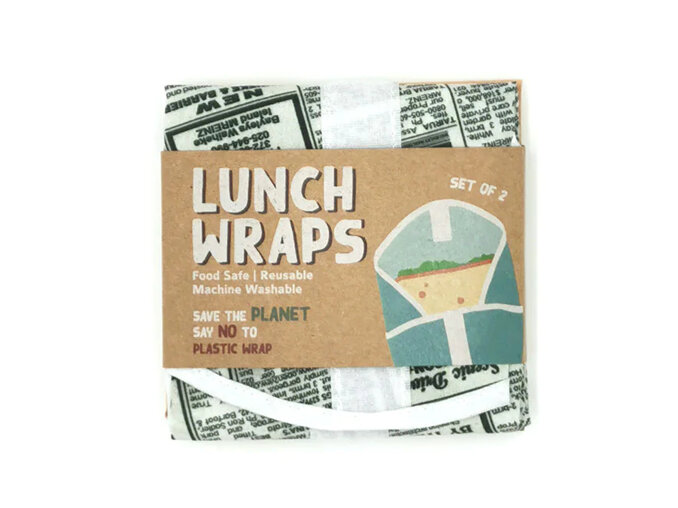 Lunch Wrap Set of 2 - Retro Paper school lunchbox sandwich eco