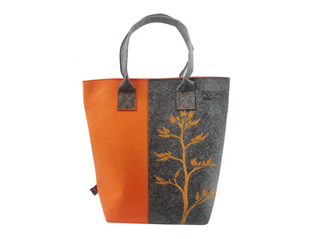 LW Shoulder Tote Bag Harakeke Flower Grey/Orange