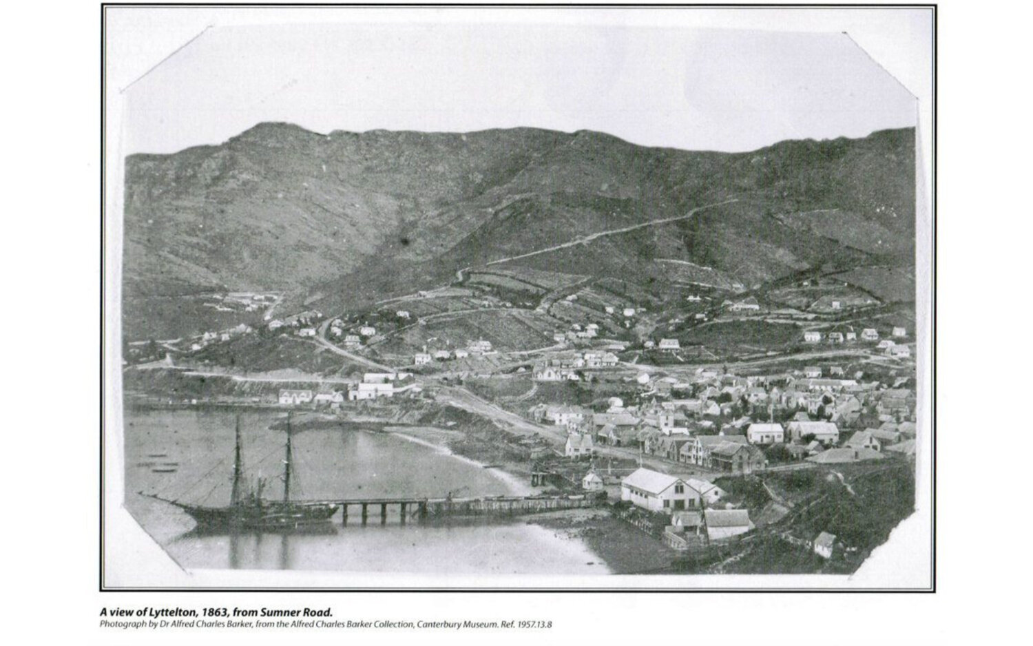 A view of Lyttelton, 1863, from Sumner Road