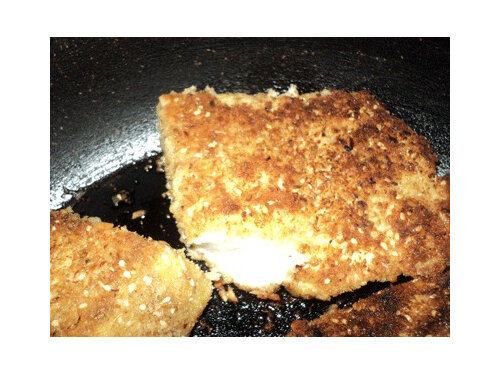 macadamia and bread crumbs coat fish