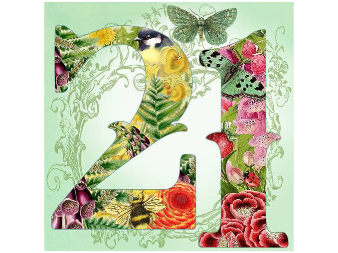 Madame Treacle 21st Birthday Glitter Garden Card