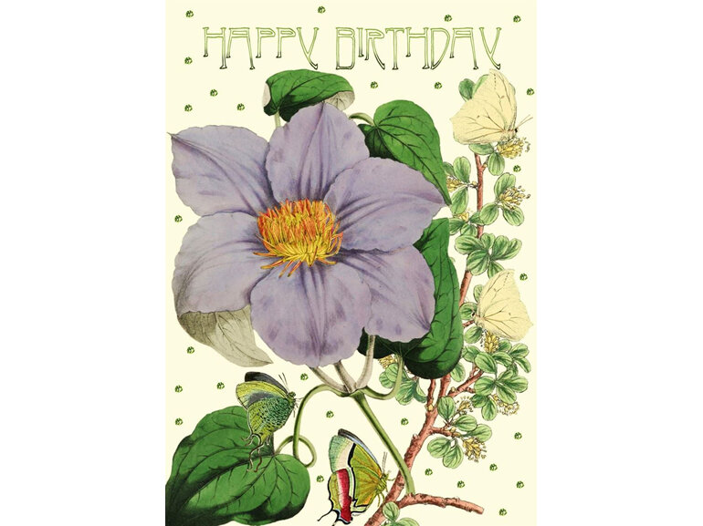 Madame Treacle - Lilac Clematis Glittered Birthday Card
