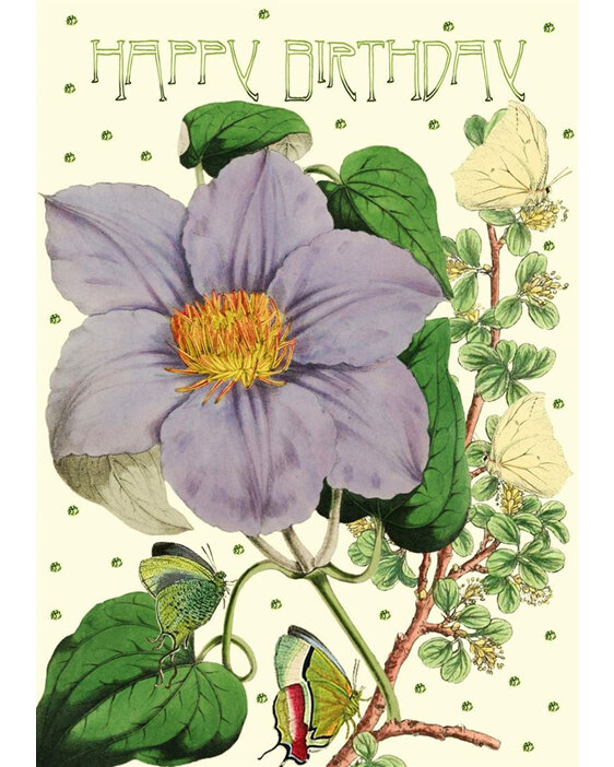 Madame Treacle - Lilac Clematis Glittered Birthday Card
