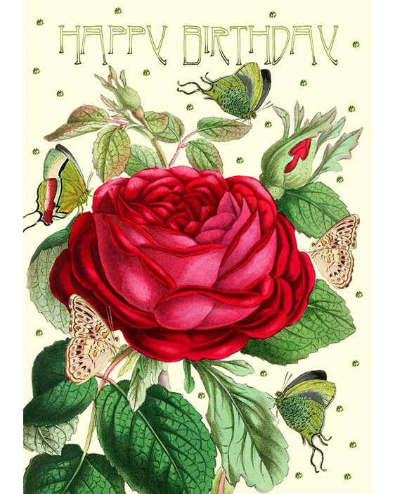 Madame Treacle - Rose Glittered Birthday Card