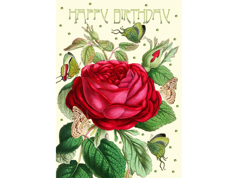Madame Treacle - Rose Glittered Birthday Card