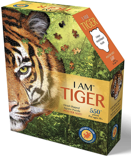 Madd Capp Puzzles - I AM Tiger - 550 pieces - Animal Shapes Jigsaw Puzzle