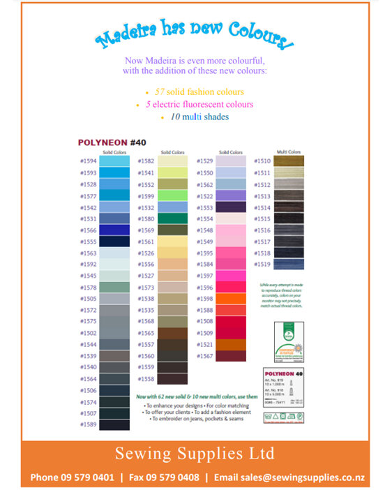 Madeira Embroidery Thread Color Chart