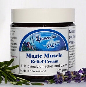 Magic muscle relief cream, made in New Zealand by Lavender Magic