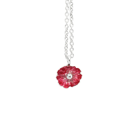 Makomako flower wineberry red claret crimson sterling necklace lily griffin nz