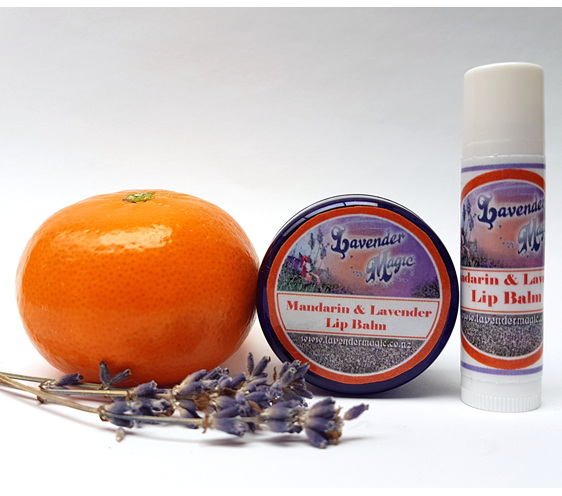 Mandarin and Lavender lip balm a natural  by Lavender Magic New Zealand