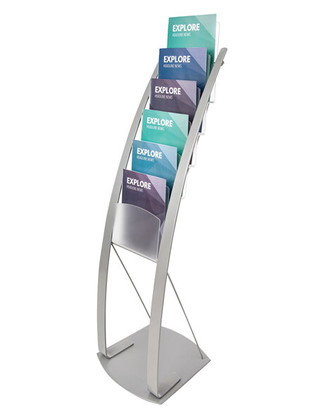 Manhattan Magazine Display Stand, Stylish and Elegant Curved Pole Design 693145