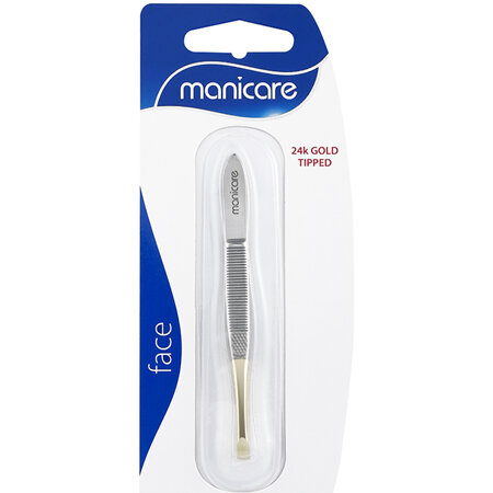 Manicare (36400) Flat Tweezers, Gold Tipped