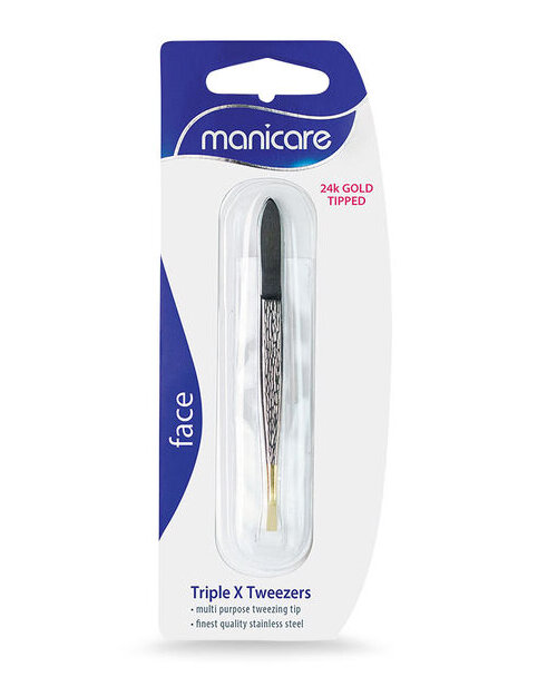 Manicare Tweezers Triple X 24k Gold Tipped eyebrow chin pluck