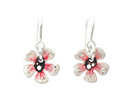 manuka flower pink white native nz flower sterling silver earrings