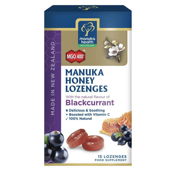 Manuka Health Manuka Honey Lozenge Blackcurrant 15 pack