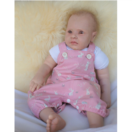 'Marlow' cross-back romper, 'Hello Bunny, Pink' 100% Cotton, 6-12 months - Slightly imperfect