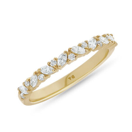 Marquise and Round Brilliant Cut Diamond Wedding Ring